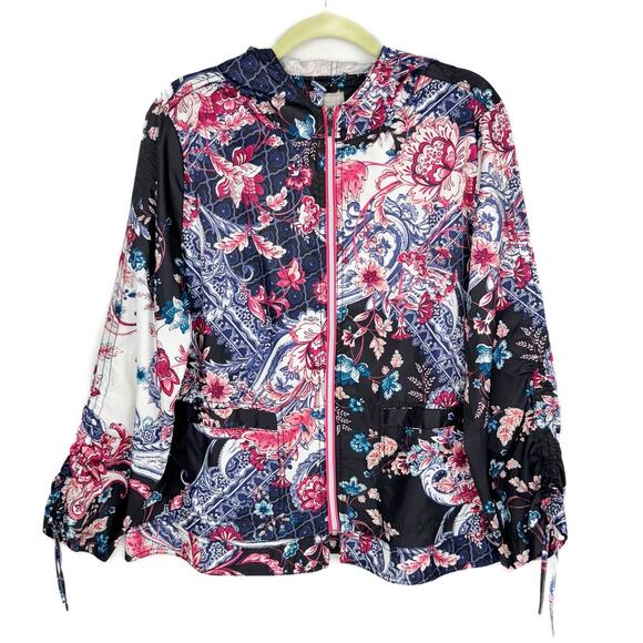 Nwt Chico's Zenergy Paisley Lightweight Gathered Sleeve Packable Jacket Sz 2(12)